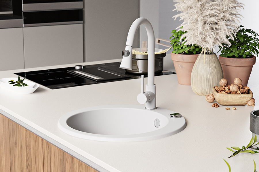 Granitspüle Armatur 3000 Drehexcenter+Siphon Einbauspüle Spülbecken 5