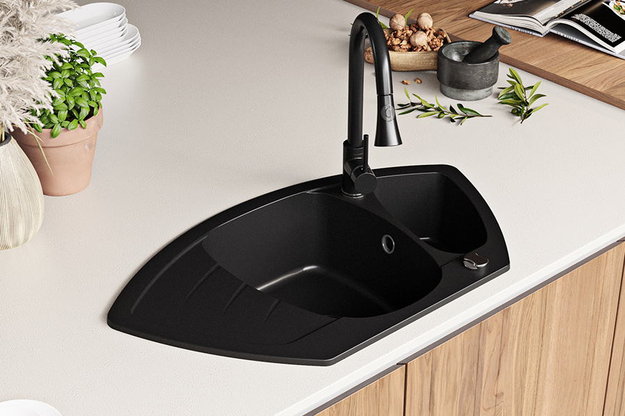 PRIMAGRAN Granitspüle Spülbecken Doppelbecken Spüle Küchenspüle