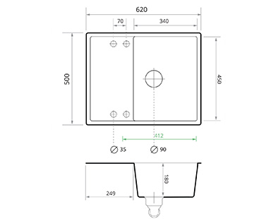 PRIMAGRAN Granitspüle Spülbecken Einzelbecken Spüle Küchenspüle