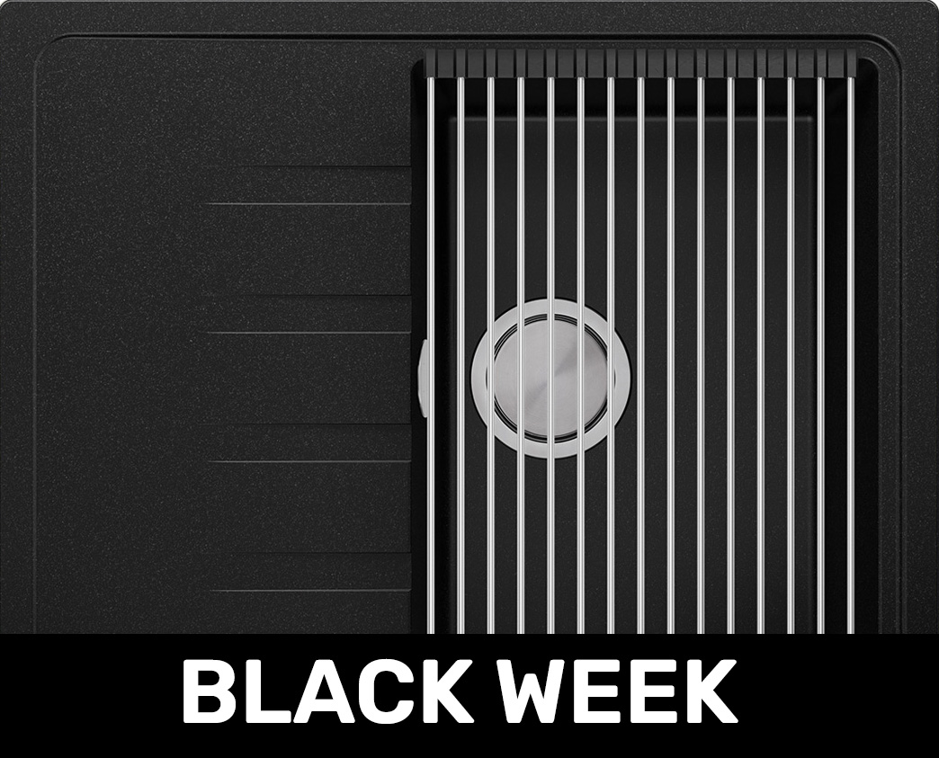 Fregadero de granito de un seno con escurridor Milano 620-40 : Seleccione color negro - Negro