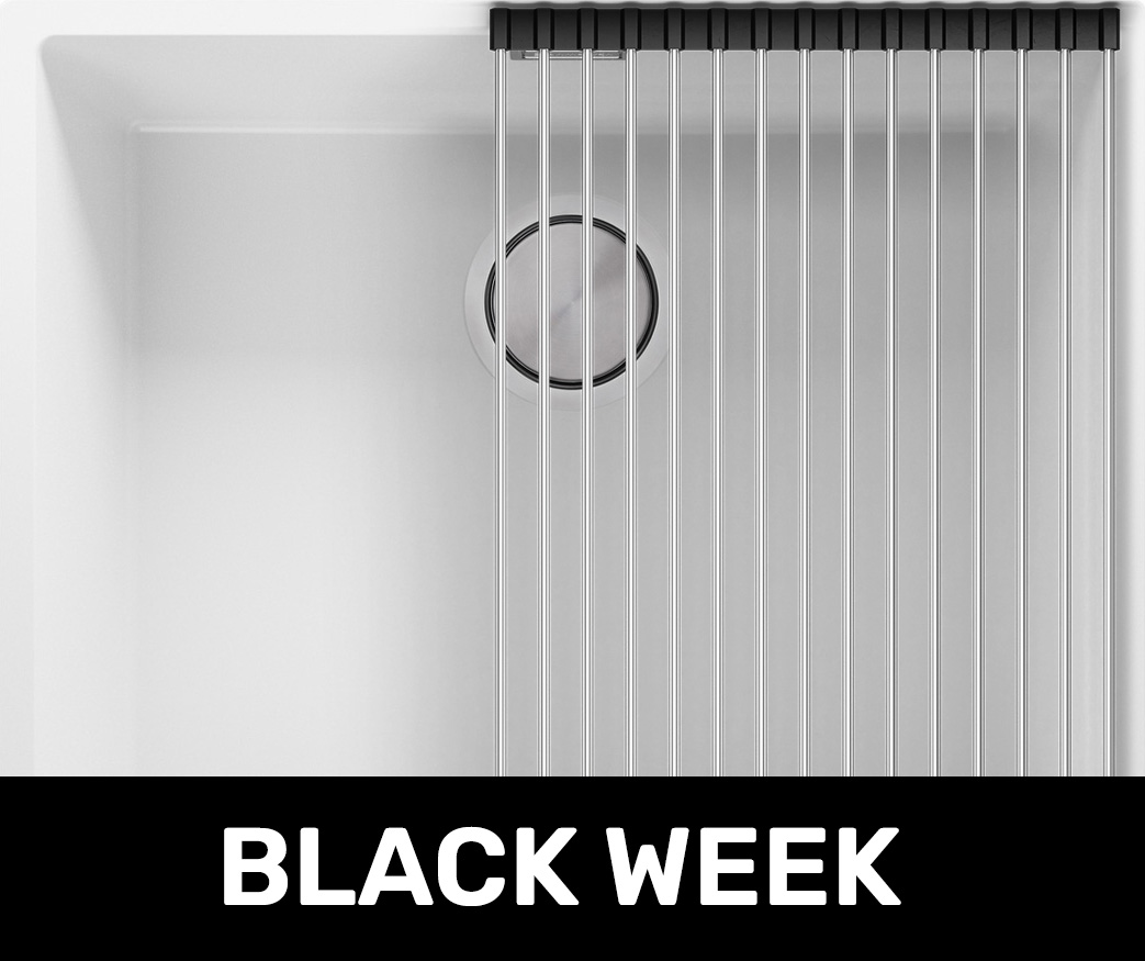 Fregadero bajo encimera de granito de una cubeta para mueble desde 60 cm el color blanco London 60 con una cubeta grande sin escurridor . Primagran