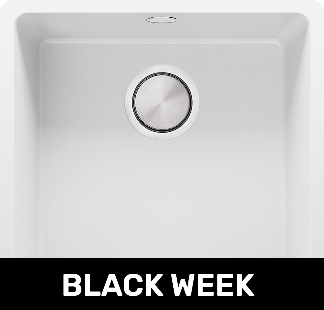 Fregadero de granito Easy de una cubeta sobre encimerasin escurridor para mueble desde 60 cm el color blanco Venecia 50 Easy Slim. Primagran